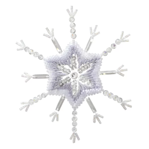 Un packshot du motif de broderie Bianca, avec un motif géométrique de flocons de neige pour une décoration hivernale faite à la main.