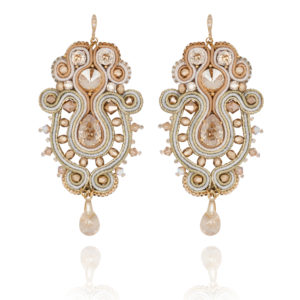 Amira earrings embroidered with Swarovski crystals and soutache braid