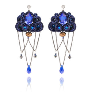 Bellatrix earrings embroidered with Swarovski crystals and soutache braid