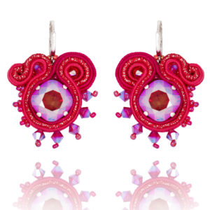 Charlotte earrings embroidered with pearls, Swarovski crystals and soutache braid