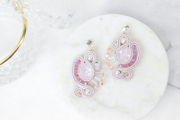 Alessandra earrings embroidered with Swarovski crystals and soutache braid