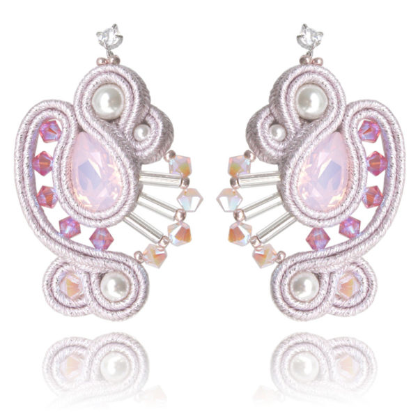 Alessandra earrings embroidered with Swarovski crystals and soutache braid