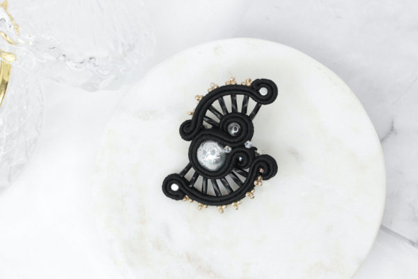 Anne brooch embroidered with Swarovski crystals and soutache braid