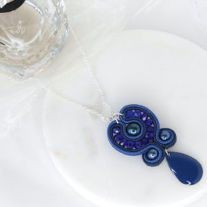 Atenea pendant embroidered with beads and soutache braid