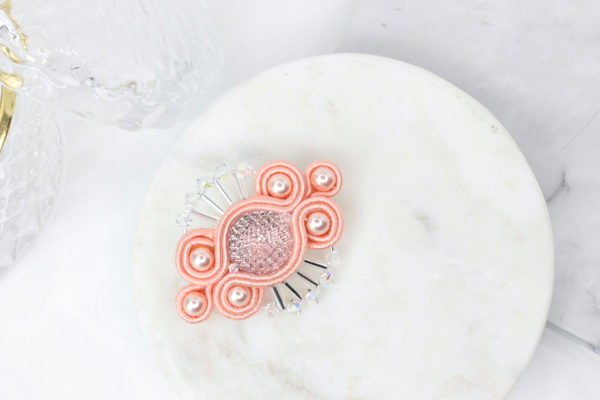 Giulia brooch embroidered with Swarovski crystals and soutache braid