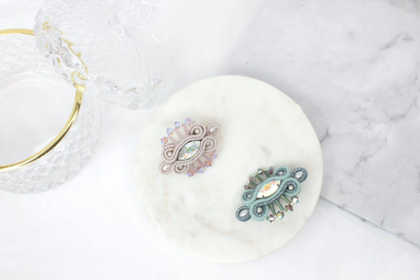 Giulia brooch embroidered with Swarovski crystals and soutache braid