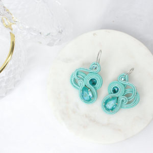 Vega earrings embroidered with Swarovski crystals and soutache braid