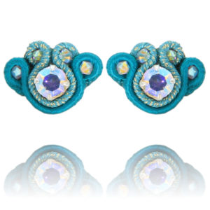 Grace Kelly earrings embroidered with Swarovski crystals and soutache braid