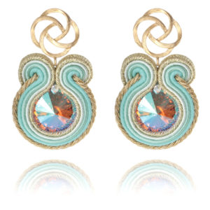 Gabrielle earrings embroidered with Swarovski crystals and soutache braid