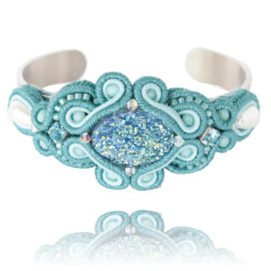 Josephine bracelet embroidered with pearls, Swarovski crystals and soutache braid