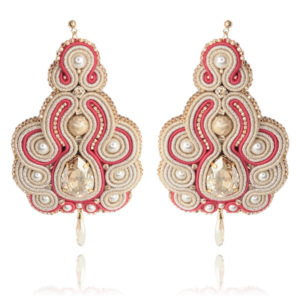 Rania earrings embroidered with Swarovski crystals and soutache braid