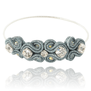 Gabrielle bangle bracelet embroidered with crystals and soutache braid